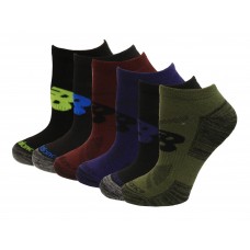 New Balance Low Cut Socks, Black Multi, (S) Ladies 4-6, 6 Pair