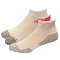 New Balance Performance Cushion Quarter Crew Socks, White Multi, (M) Ladies 6-10/Mens 6-8.5, 6 Pair