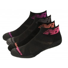 New Balance Performance Cushion Quarter Crew Socks, Black Multi, (M) Ladies 6-10/Mens 6-8.5, 6 Pair