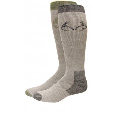 RealTree Men's Merino Wool Blend Socks, 2 Pair, Large (M 9-13), Blk/Green