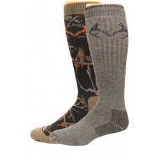 RealTree Men's Camo Wool Blend Crew Socks, 2 Pair, Large (M 9-13), Black Camo