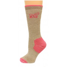 RealTree Ladies Merino Wool Boot Socks, 1 Pair, Medium (W 6-9), Oatmeal/Pink