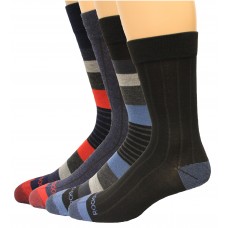 Rockport Men's Crew Socks 4 Pair, Striped Assort., Men's 8-12