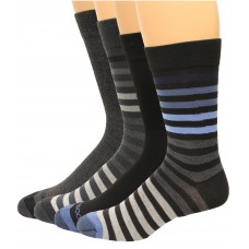 Rockport Men's Crew Socks 4 Pair, Dark Stripe Assort., Men's 8-12