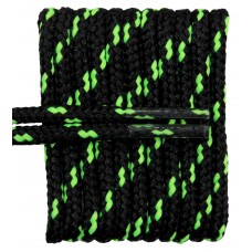 FeetPeople High Quality Round Laces For Boots And Shoes, Black With Neon Yellow Chip
