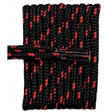 FeetPeople High Quality Round Laces For Boots And Shoes, Black With Red Chip