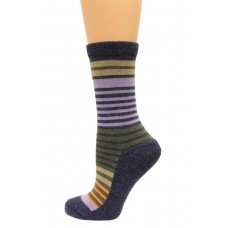 Wise Blend Stripe Crew Socks, 1 Pair, Denim, Medium, Shoe Size W 6-9