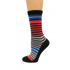 Wise Blend Stripe Crew Socks, 1 Pair, Black, Medium, Shoe Size W 6-9