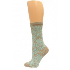 Wise Blend Damask Crew Socks, 1 Pair, Stone, Medium, Shoe Size W 6-9