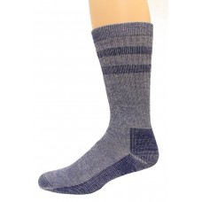 Wise Blend Men's Double Stripe Crew Socks, 1 Pair, Denim, Medium, Shoe Size M 9-13