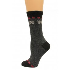 Wise Blend Angora Snow Flake Crew Socks, 1 Pair, Black, Medium, Shoe Size W 6-9