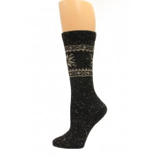 Wise Blend Snowflake Crew Heavyweight Socks, 1 Pair, Black, Medium, Shoe Size W 6-9