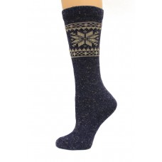 Wise Blend Snowflake Crew Heavyweight Socks, 1 Pair, Denim, Medium, Shoe Size W 6-9