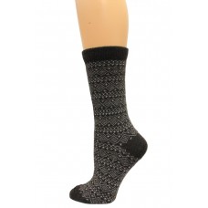 Wise Blend Sweater Fairisle Crew Socks, 1 Pair, Black, Medium, Shoe Size W 6-9