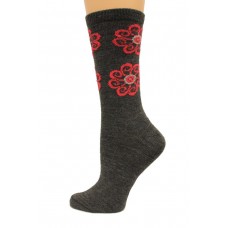 Wise Blend Flower Leg Crew Socks, 1 Pair, Charcoal, Medium, Shoe Size W 6-9