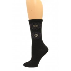 Wise Blend Flower Leg Crew Socks, 1 Pair, Black, Medium, Shoe Size W 6-9