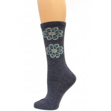Wise Blend Flower Leg Crew Socks, 1 Pair, Denim, Medium, Shoe Size W 6-9