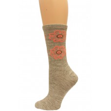 Wise Blend Flower Leg Crew Socks, 1 Pair, Stone, Medium, Shoe Size W 6-9