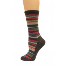Wise Blend Large Stripe Crew Socks, 1 Pair, Brown, Medium, Shoe Size W 6-9