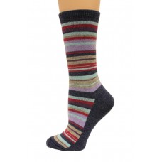 Wise Blend Large Stripe Crew Socks, 1 Pair, Denim, Medium, Shoe Size W 6-9