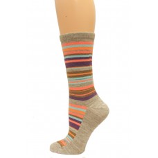 Wise Blend Large Stripe Crew Socks, 1 Pair, Stone, Medium, Shoe Size W 6-9