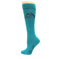 Wrangler Ladies Cushioned Horse Head Boot Sock 1 Pair, Teal, W 7.5-9.5